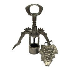 Vintage Grapevine Wing Corkscrew Wine Bottle Opener Ornate Barware & Grape Decor