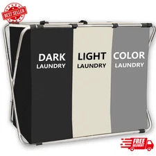 160L Waterproof Laundry Basket, Collapsible Hamper with Handles, No Wheels