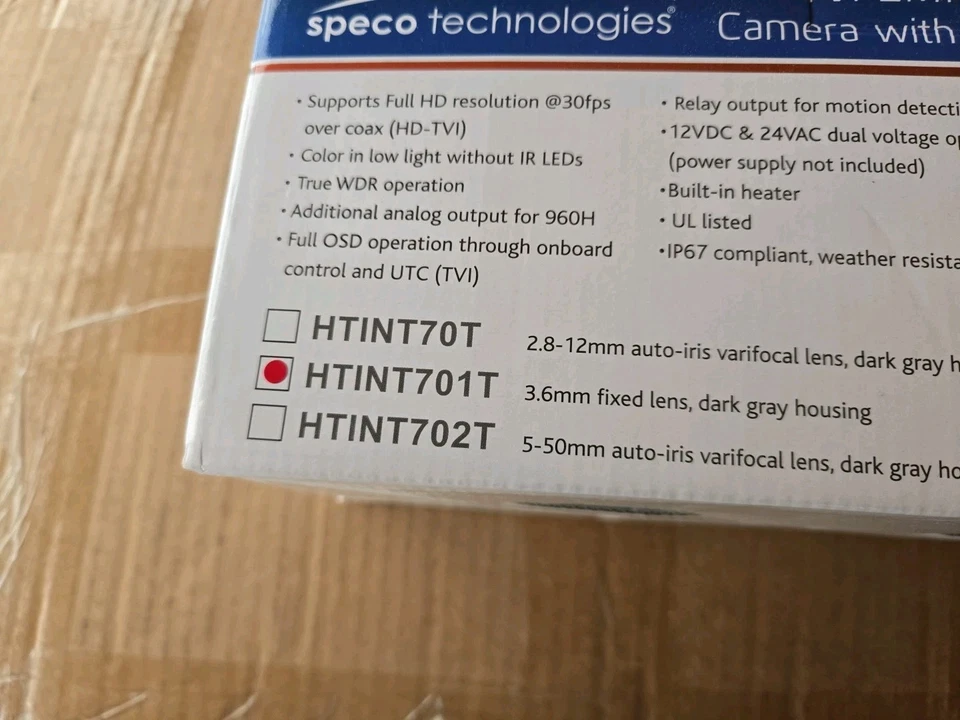 Speco HTINT701T Intensifier T HD-TVI 1080p Indoor Outdoor Bullet Camera 3.6mm - Image 2 of 4