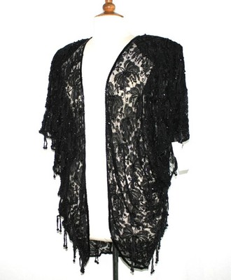 JASDEE Vintage Domin Short Sleeve HandWork Beaded & Suede Hanging On Lace # 1160
