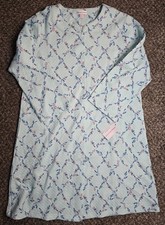 Miss Elaine USA Blue Teal Floral Vintage 90s Housecoat Large Robe Nightgown