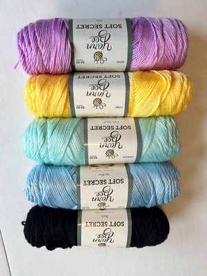5 skeins Yarn Bee Soft Secret Acrylic ea 6oz 300yds varied colors FAST SHIPPING!