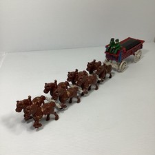 Vintage Cast Iron Clydesdale Drawn Wagon Set, Wagon, 2 Riders, 8 Horses