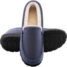 shoeslocker Men Slippers Indoor Outdoor Anti-Slip Slippers for Men Warm Plush...