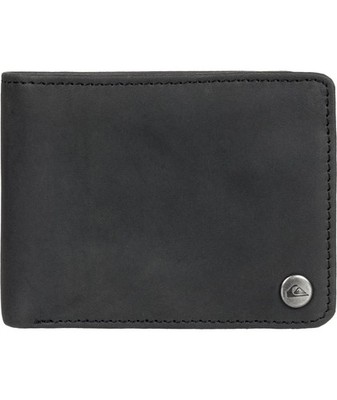 Quiksilver Men's Tri-Fold RFID Leather Wallet ~ Mack 2 black
