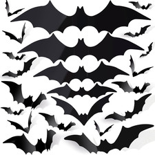 140PCS Bats Halloween Decoration, 5 Sizes Bats Wall Decor Party, 3D Bat Wall Dec