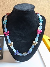 multicoloured glass bead floral necklace