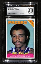 75-76 Topps Billy Knight Autographed/Signed Card CGCxJSA 10 Pacers BA200643