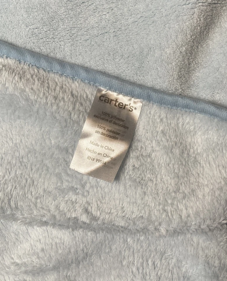 Carters Blue Baby Blanket Car Soft Plush Fleece Security Lovey 30"x40" - Image 3 of 4