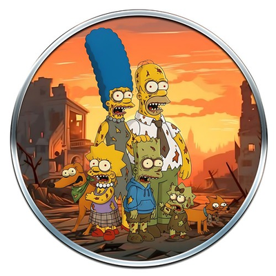 #ad Tuvalu Walking Dead Simpsons Family Zombies 1 oz Color Coin 2021 $145.00