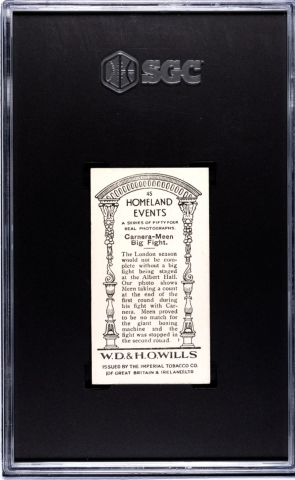 1932 W.D. & H.O. Wills #45 Carnera-Meen Big Fight Homeland Events🥊SGC 7 NM - Image 2 of 3