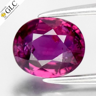   GLC CERTIFIED 1.01ct Oval Natural Purplish Red Ruby - Unheated Mosambique Gem