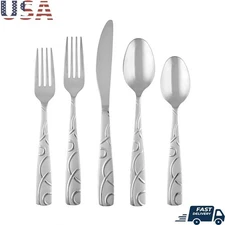 45-Piece Stainless Steel Flatware Set 8 W/ Serving Utensils Dishwasher Safe New