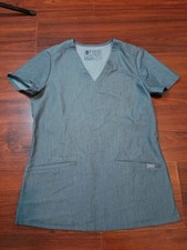 Figs Scrub Top Womens XXS Gray Technical Collection Nurse Work Shirt V Neck