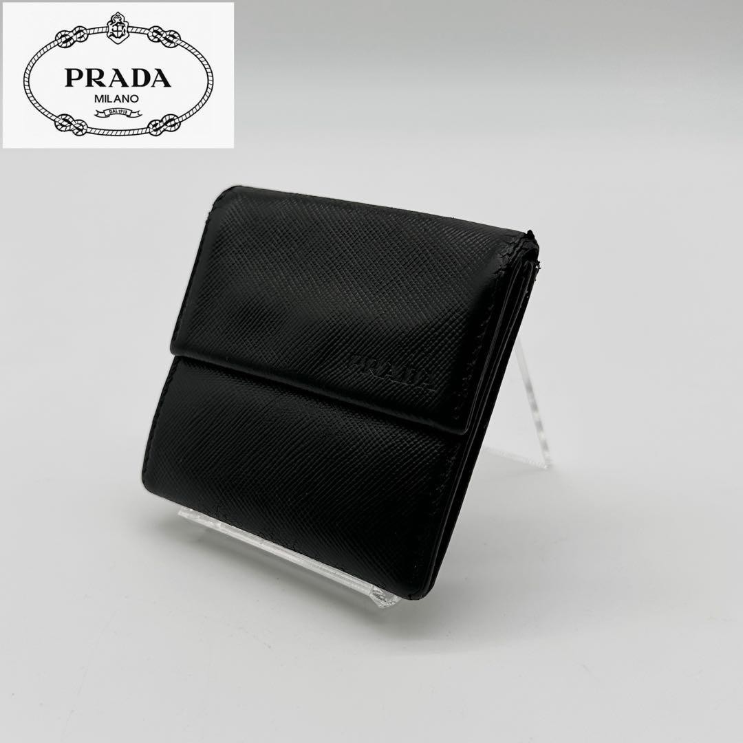 PRADA Saffiano Leather Coin Case in Excellent Condition Campaign Sale