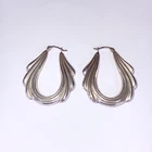 GOOD SIZE STYLISH 925 STERLING SILVER SHAPED HOOP EARRINGS TWIST PUFFY DESIGN