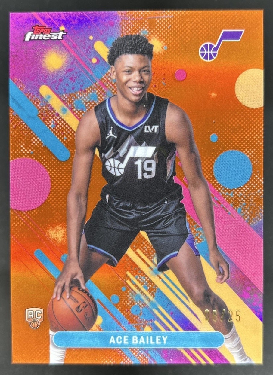 2025-26 Topps Finest Ace Bailey Common RC Orange Refractor Rookie #/25 Jazz