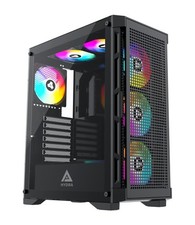Hydra Black Mid Tower Computer Chassis With Argb Fans And High Airflow Design