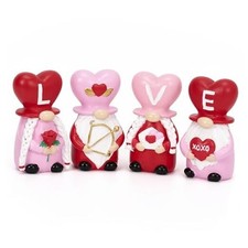 4Pcs Valentines Gnome Decorations, Resin Gnome Family Tiered Tray Medium