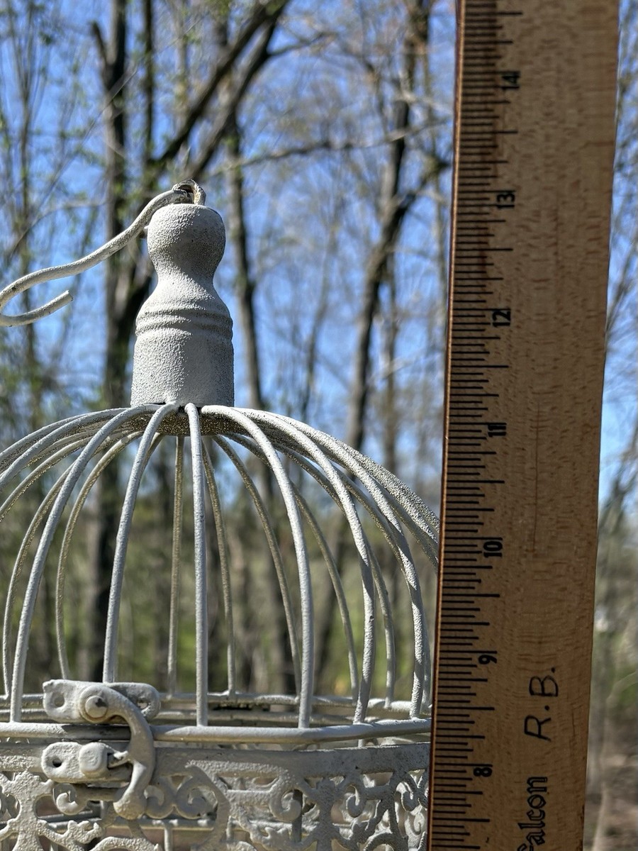 13” Hanging White Metal Decorative Bird Cage | eBay