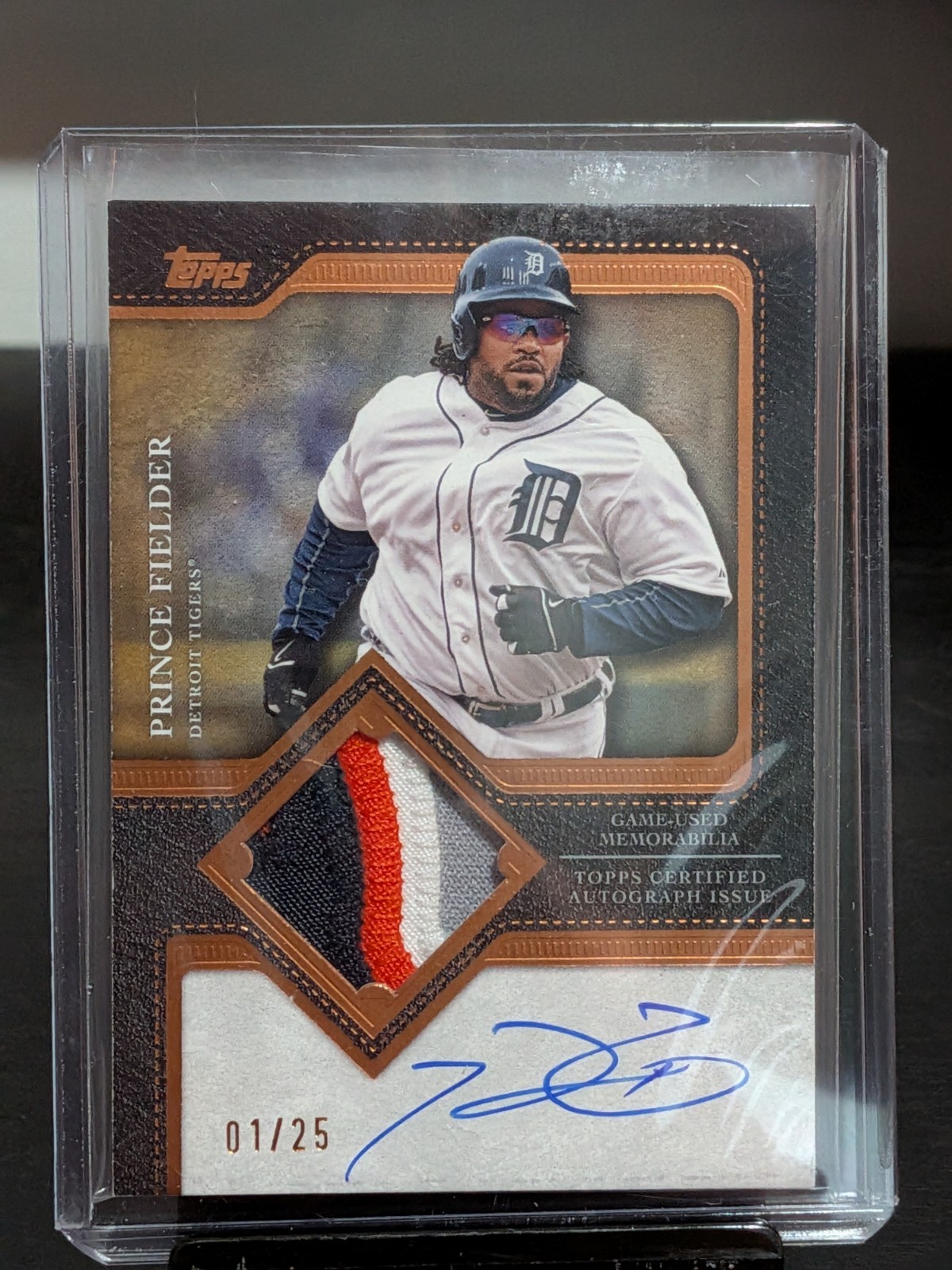 2025 Topps Flagship Auto Prince Fielder Bronze Patch 01/25 Bookend Tigers