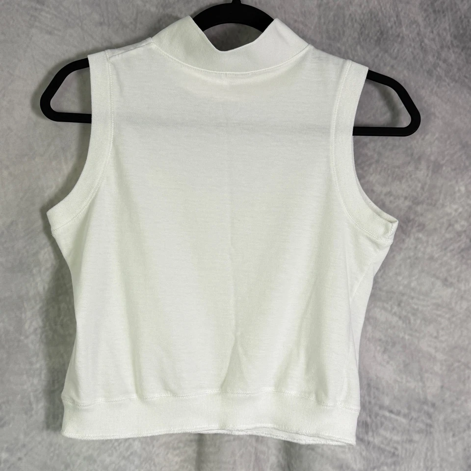 Top De Colección Años 90 Nike Sin Mangas Cuello Simulado Para Mujer Talla S Blanco en la Etiqueta Gris Foto 2 de 4
