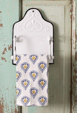 White Black Vintage Enameled Metal Towel Rack Holder Toilet Paper Hanger Wall