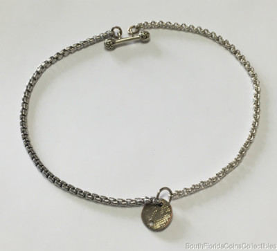 Estate Jewelry Toggle Style Anklet 9.1 grams Sterling Silver 12'' Long