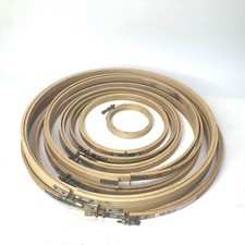 VTG Lot of 9 Embroidery Hoops Taiwan Wood Metal 3x 12" 2 x 10" 1 x 8, 7, 6, 3"