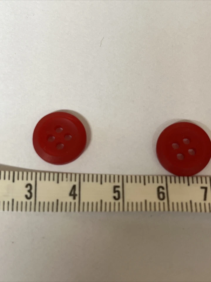 100 x 12mm Deep Red 4 Hole With Small Rim Buttons Tailoring/Sewing/Resale - Image 3 of 3