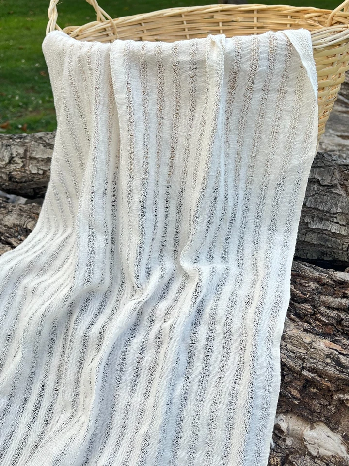 Handwoven Natural Organic Cotton Fabrics, Hand Loomed Unique Textured Fabric. - Image 2 of 4