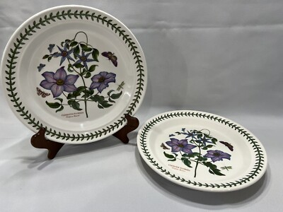 2pc Portmeirion Botanic Garden Clematis Florida Dinner Plates
