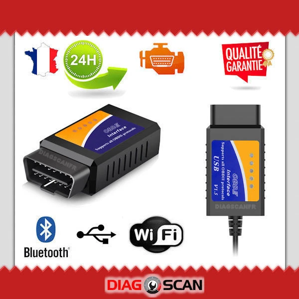 ELM327 USB BLUETOOTH WIFI 100% compatible avec MULTIECUSCAN AlfaOBD DDT4ALL - Photo 1/1