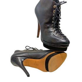 Ann Taylor Axia Womens Size 7 Leather Platform Corset Stiletto Booties&lrm; NWOB