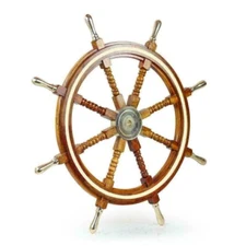 Large Boat Steering Helm 42" Wood Ship Wheel Nautical Captain Wall Navy decor