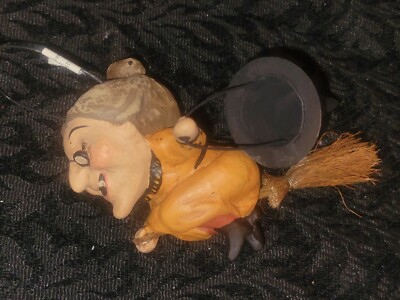 RARE Scott Smith Rucus Studio Witch with Broom Ornament Bethany Lowe Halloween 