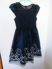 STUNNING Jona Michelle Girls Midnight Blue Tulle Cap Sleeve Sparkles Dress 10