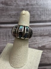 Sterling Silver Abalone Inlay Domed Ring Size 5.75 Thailand