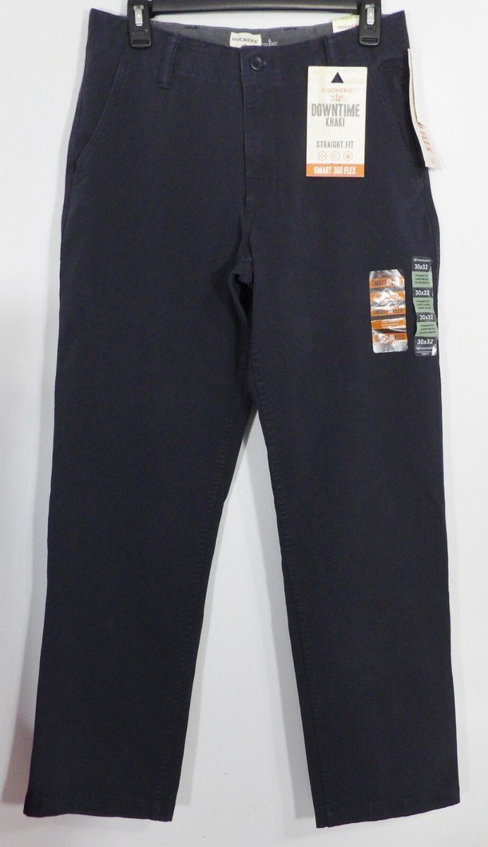 Dockers Mens Navy Blue Straight Fit Downtime Khaki Pants Size
