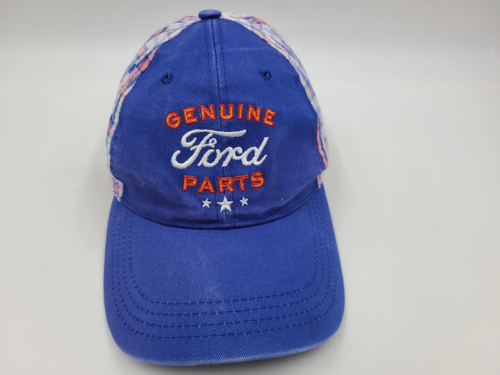 Genuine Ford Parts Mustang Plaid Adjustable Hat Cap Dad Men Women Blue White Red