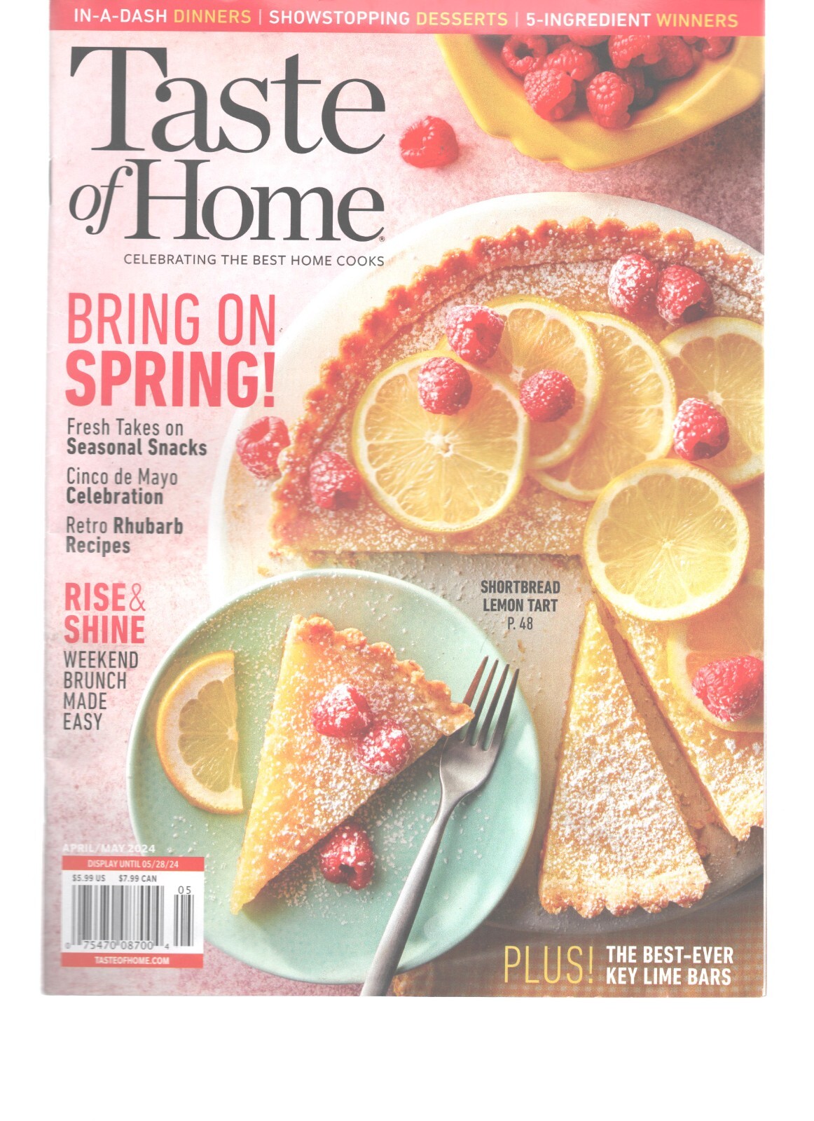 Taste Of Home Magazine April/May 2024 Bring On Spring Seasonal Snacks Brunch