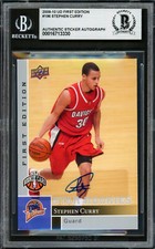 Stephen Curry Autographed 2009-10 Upper Deck First Edition RC Beckett 16713330
