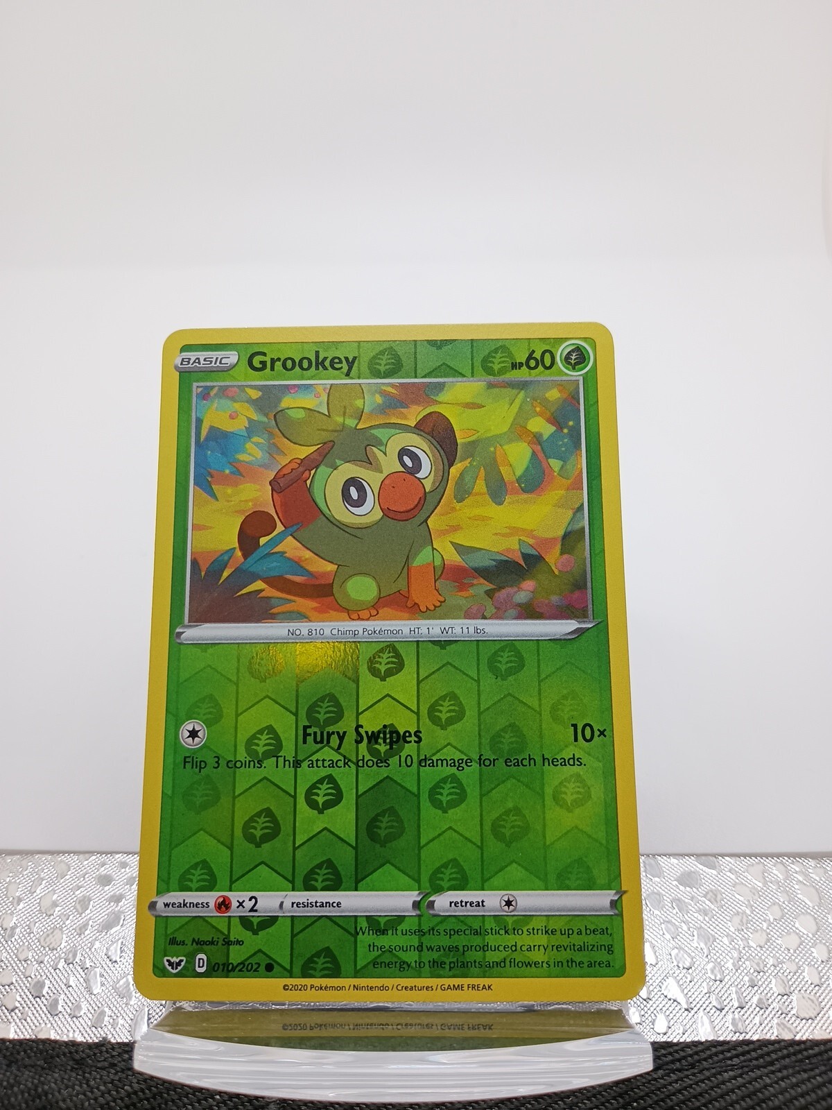 Grookey 010/202 - Sword & Shield - Reverse Holo - Common - Pokemon Card TCG- NM