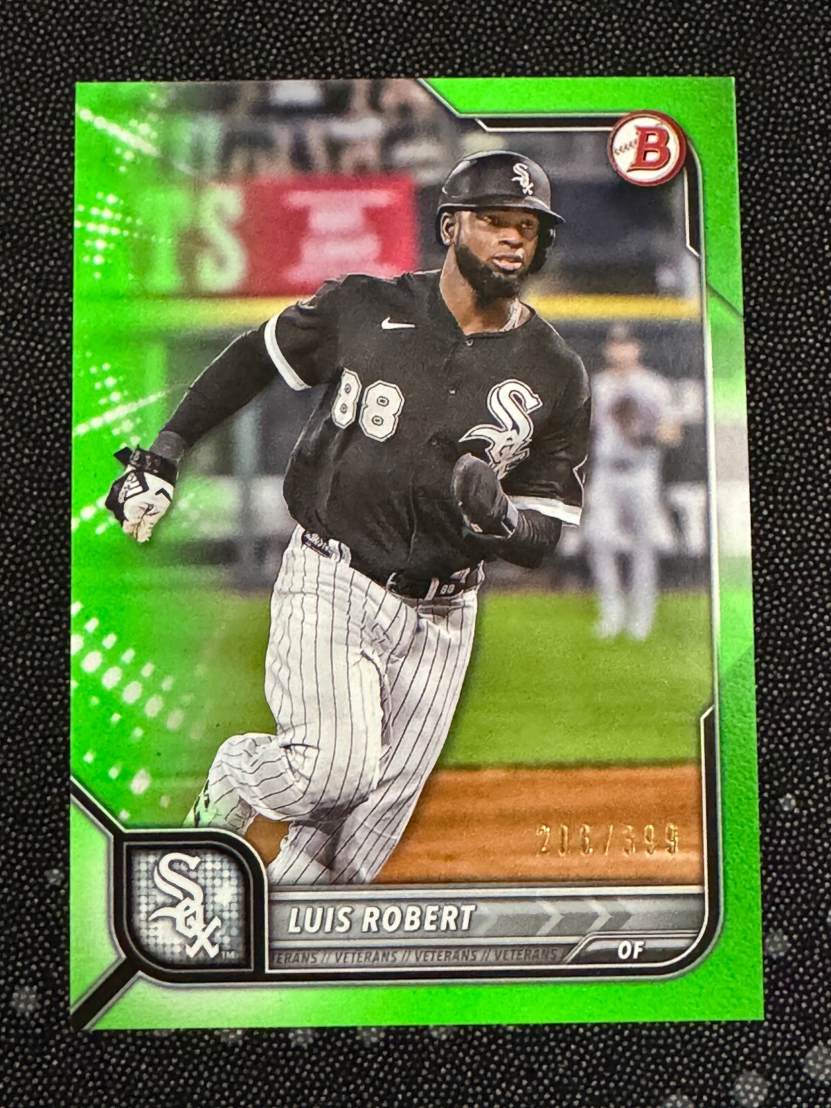 Luis Robert 2022 Bowman #19 Neon Green Paper Parallel #/399 White Sox