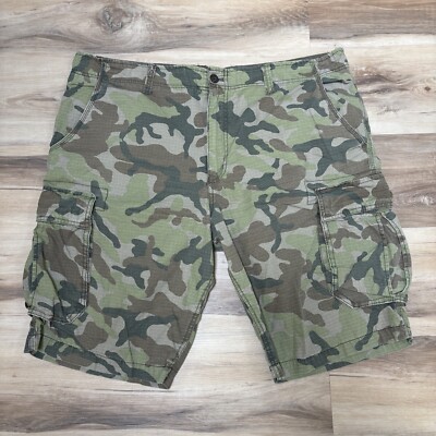 No Boundaries Cargo Shorts Mens 42 Camo 100% Cotton Ripstop 12