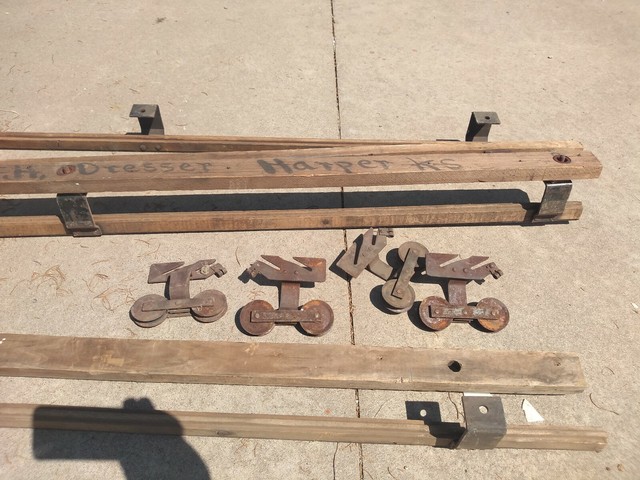 Vintage Barn Door Or Box Car Wood Track 3 6 Tracks 4 Rollers