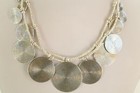 Thai Hill Tribe Two Strand Graduated Tribal Disc 925 Sterling Silver Necklace