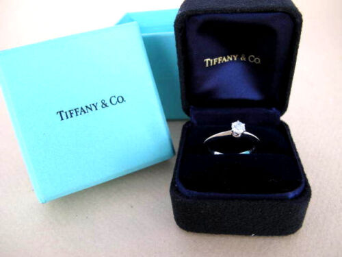 Auth Tiffany & Co. Platinum 950 1P Diamond 0.25ct Ring Engagement 