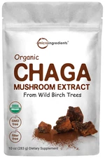 Organic Chaga Mushroom Extract 100:1 Powder, 10 Ounce | Wild Harvest Mushroom, C