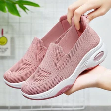 Women Slip On Shoes Sport Sneakers Walking Comfy Knit Upper Breathable